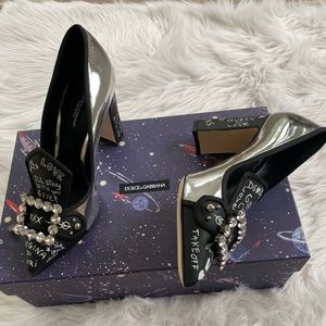 Dolce & Gabbana silver mirrored leather pumps